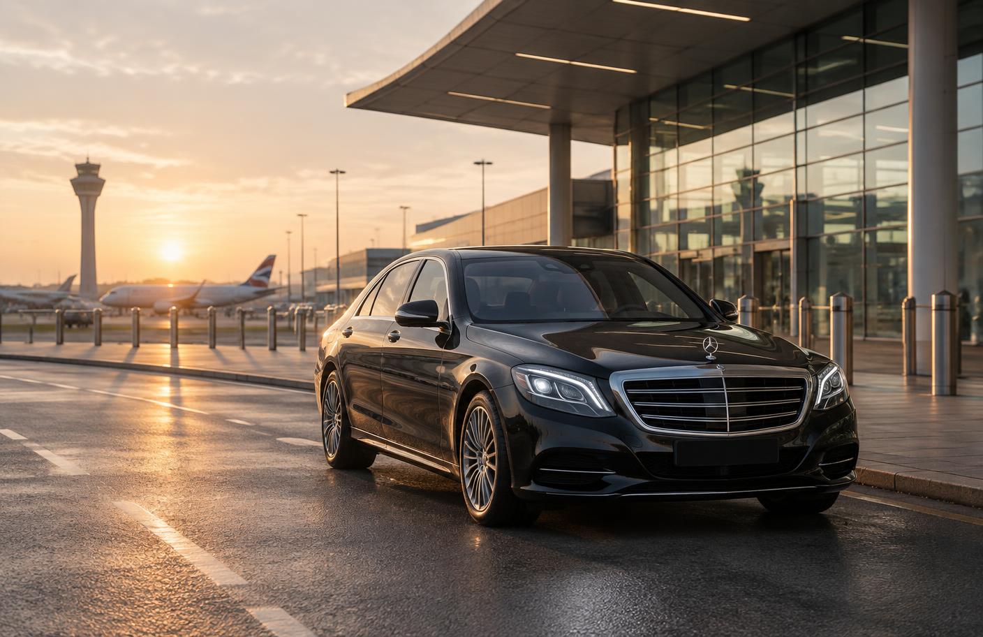Black Mercedes at Manchester Airport